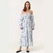 Casual Bell-Sleeve Chiffon European And American Women's Fashion 2024 Spring Square-Neck Printed Comfortable_ecoleips.com