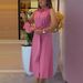 Women's Clothing Summer Medium Length Lapel Solid Color Sleeveless Dress_ecoleips.com