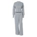 Women's Winter Fashion Solid Color Button Down Cardigan And Sweatshirt Set Casual Two-Piece Style_ecoleips.com