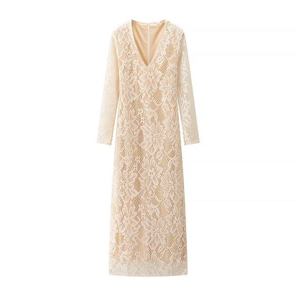 Women's Clothing Real Shot Of New Spring And Autumn Design Lace Dress Temperament Long Hip Skirt Slim Waist Skirt For Women_ecoleips.com