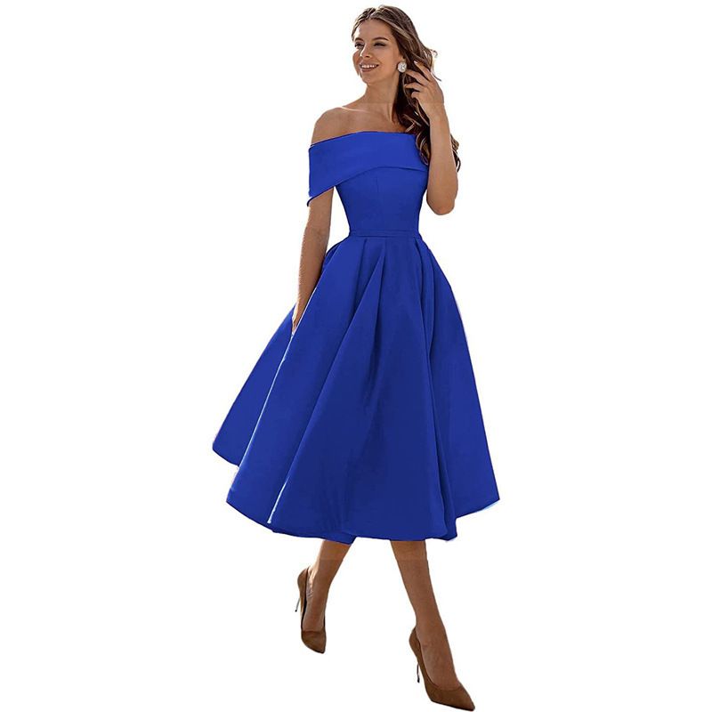 Dress New Summer Off Shoulder Bridesmaid Dress Short Satin Party Evening Dress Female_ecoleips.com