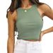 2024 Cross-Border European And American Women's Fashion Spring Summer Short Solid Color Ribbed_ecoleips.com