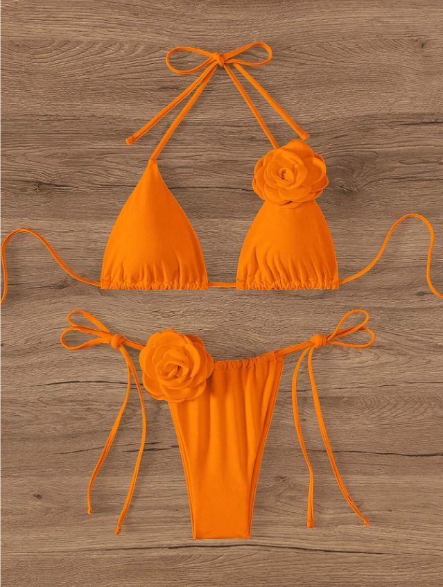 Women's Clothing Three Dimensional Flower Women's Swimsuit Split Bikini_ecoleips.com