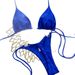 2026 European American Style Solid Color Two Piece Bikini Set with Heart Shaped Metallic Straps Regular Fit Vacation Sexy Polyester Nylon_ecoleips.com