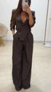 Women's Suit Jacket And Trousers Set Elegant Collar Irregular Waist Hollowed Out Design_ecoleips.com