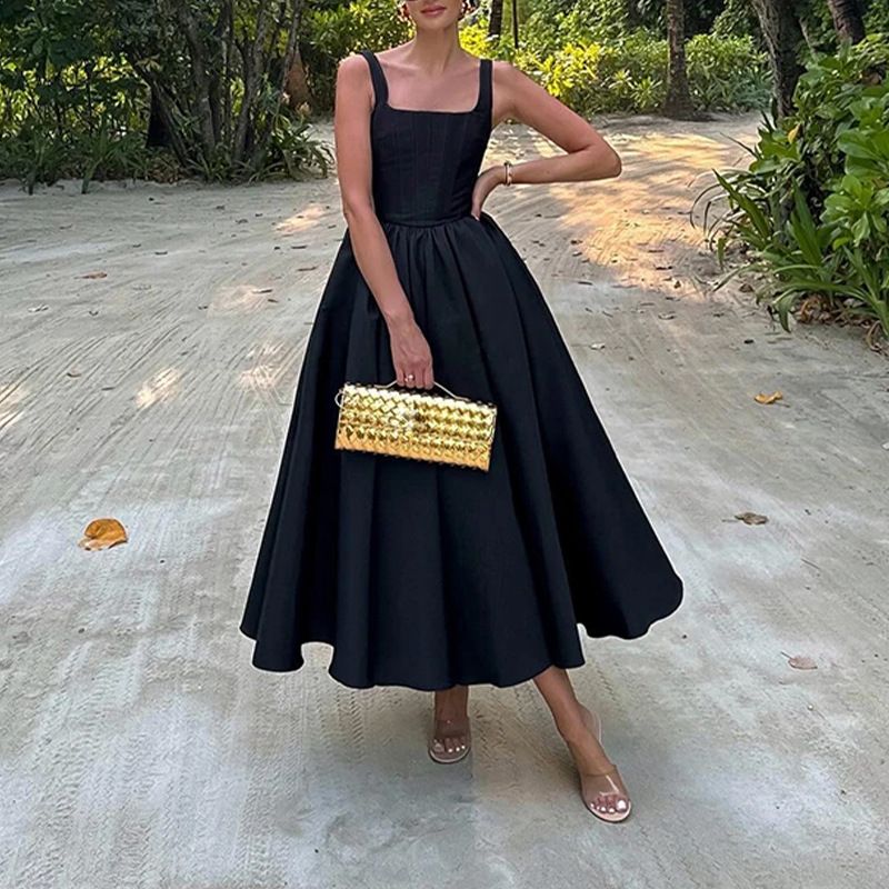 Black Sleeveless Sexy Evening Gown Fashionable Elegant Women's Dress For Spring/Summer_ecoleips.com