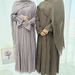 Voya Muslim Women's Pleated Cardigan With Lining And Headscarf, Two Piece Set, Elegant Temperament For Commuting_ecoleips.com