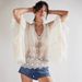 New Spring Summer Top Mesh Cover-Up Women Batwing Sleeve Beach Loose Sun Protection Shirt Lace Patchwork Blouse_ecoleips.com