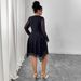 Elegant Bow-Print A-Line Dress – Slimming Black Dress With Flowy Chiffon Fabric_ecoleips.com
