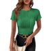 2026 New Summer European And American Style Solid Color Crew Neck T Shirt Slim Fit Short Sleeve Top_ecoleips.com