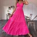 Women’s Clothing New V Neck Suspender Dress With Back Straps Solid Color Long Skirt_ecoleips.com