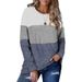 Autumn Winter New European And American Clothing . Women's Round Neck Pullover Color Block Sweatshirt Cross-Border_ecoleips.com