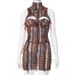 2025 Summer New Women's Casual Color Block Round Neck Sleeveless Backless Hollow Slim Fit Short Skirt Set_ecoleips.com