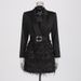 K Mingyuan Style Lace Up Waist Slimming Short Skirt New Heavy Industry Nail Bead Feather Design Sense Suit Dress For Women_ecoleips.com