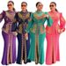 Elegant Plus Size Evening Dress With High Slit Sparkling Rhinestones Long Sleeve Tailored Bridesmaid Gown For Wedding Party(L-3XL)_ecoleips.com
