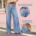 Wide Leg Jeans High Elastic Waist Flared Design Y2K Style Women's Pants Popular Seller_ecoleips.com