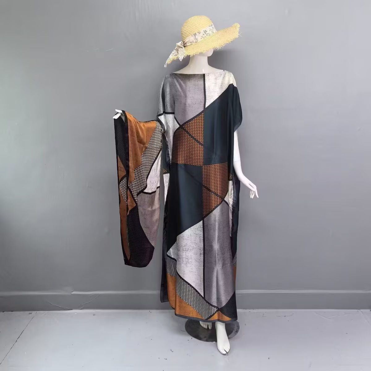 Spring Summer Beach Vacation Women's Loose Robe Scarf Imitation Silk Sun Protection Cover up plus Size Clothes_ecoleips.com