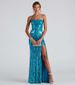 Women's Clothing Sexy One Shoulder Sequined Evening Dress Elegant Slit Banquet Party Dress_ecoleips.com