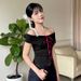 AC534 American-style Off-shoulder Bow Short-sleeve T-shirt Women, Unique Beautiful Design, Slim-fit And Flattering Top_ecoleips.com