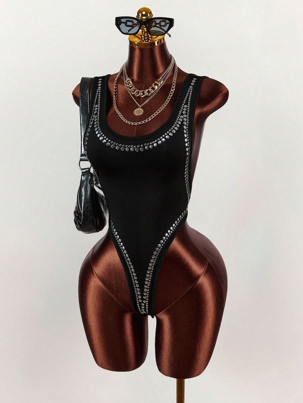 Solid Color Slim Fit Sexy Versatile Stretch Swimsuit Vacation Primer Jumpsuit Jumpsuit Women's Clothing_ecoleips.com