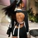K Fashionable And Sexy Lapel Hollowed Out Backless Contrasting Slim Fit Jumpsuit_ecoleips.com