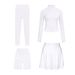 Women's Clothing Slim Fit Four Piece Set Short Jacket Cropped Pants Mini Skirt Elastic Sports Jacket In Stock_ecoleips.com