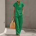 Women's Clothing Women's Casual Cardigan Set Style Solid Color Short Sleeve Lazy Look Fashionable Women's Clothing_ecoleips.com