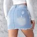 Women's Clothing Summer New Slim Fit Ripped Denim Skirt Women's Light Colored Washed Raw Edge A Line Short Skirt_ecoleips.com
