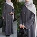 Elegant Embroidered Abaya Dress – Modest Long Sleeve Prayer & Travel Maxi With Bow Details (S-XXL, Polyester, Rose Gold/Black/Navy)_ecoleips.com