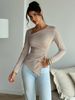 Elegant Solid Color Long Sleeve T-Shirt Autumn Winter Street Style Simple Waist Troops Hem Tight Top For Women_ecoleips.com
