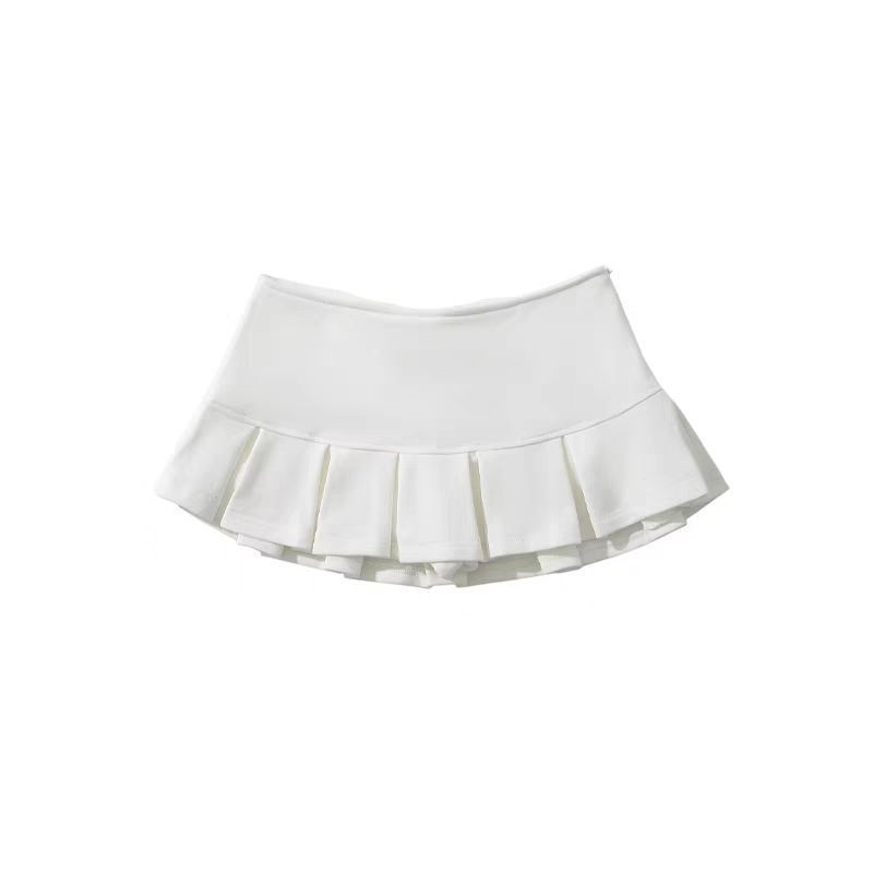Gray Pleated For Women, New Summer Style, Low-waisted Slimming A-line Skirt, Sexy Anti-exposure Sports Pants Short Skirt_ecoleips.com