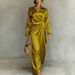 2026 European And American Cross-border Independent Station Long-sleeved Elegant Casual Slit Satin Dress_ecoleips.com