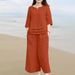 Women's Clothing New Cotton And Linen Casual Loose Solid Color Suit Two Piece Suit_ecoleips.com