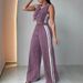 Women's Clothing Solid Color Sleeveless Fashion Pocket Long Two Piece Suit_ecoleips.com