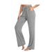 Women's High-Waisted Wide-Leg Lounge Pants – Ultra-Soft Polyester, Breathable & Stretchy, Perfect For Yoga, Travel & Everyday Comfort (12 Colors)_ecoleips.com