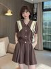 European Women's Fashion Two-Piece Set 2025 Summer New Navy Collar Cardigan Loose Slimming Skirt Pants_ecoleips.com