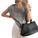 Diyun Cross-Border European And American Casual Vacation Summer Solid Color Short Sleeve Sweater Women's Fashion 2025_ecoleips.com
