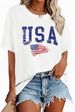 4th Of July Outfits For Women USA Patriotic Shirts For Women Short Sleeve Red White And Blue Shirts American Flag Summer Tops_ecoleips.com