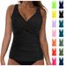 Aria Basics 2025 New European And American Style V-Neck Cross Adjustable Strap Swimsuit Two-Piece Bikini Set_ecoleips.com