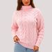 Women's Cable Knit Sweater - High Neck Chunky Ribbed Pullover In Dusty Pink (S/M/L/Xl) | Winter Fashion Wool Blend Top_ecoleips.com