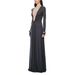 Women's Sexy Solid Color Long Sleeve Ruched Plunging Tie Neck Bodycon Maxi Dress – Elegant Summer Gown_ecoleips.com