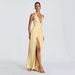 Elegant Vacation Dress for Women European American Style High Slit French Romantic Deep V Neck Large Skirt_ecoleips.com