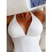 Sexy White One-Piece Swimsuit For Women V-Neck Backless Design High Waist Tummy Control Comfortable Lined Bikini Top - Perfect For Beach Vacation_ecoleips.com