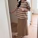 K New Women's Fashion Set Short Sleeve T-shirt+High Waist Half Skirt Two Piece Set. No Necklaces Or Other Accessories_ecoleips.com