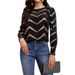Women's Gold Striped Round Neck Casual Ruffled Long Sleeve T-Shirt Fashion Top For Autumn/Winter_ecoleips.com