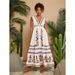 Women's Clothing Travachic Women's Holiday Print V Neck Cap Sleeve Dress_ecoleips.com