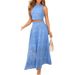 Cross-border 2026 Autumn New European And American Women's Fashion Elegant Sleeveless Embroidered Hollow Lace Long Dress_ecoleips.com