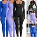 Women's Clothing Women's Slimming Ribbed Square Neck Bodysuit Hip Lifting Sexy Yoga Sports Jumpsuit For Spring/Summer Style_ecoleips.com