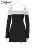 Dulzura Off Shoulder Long Sleeves Slim Mini Dress Women's Sexy Elegant Outfit Prom Birthday Party Clubwear Spring Dress_ecoleips.com