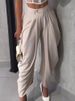 K New Women's Floral Bud Pants Solid Color Sexy Urban Casual Wide Leg Fashionable Cropped Pants_ecoleips.com